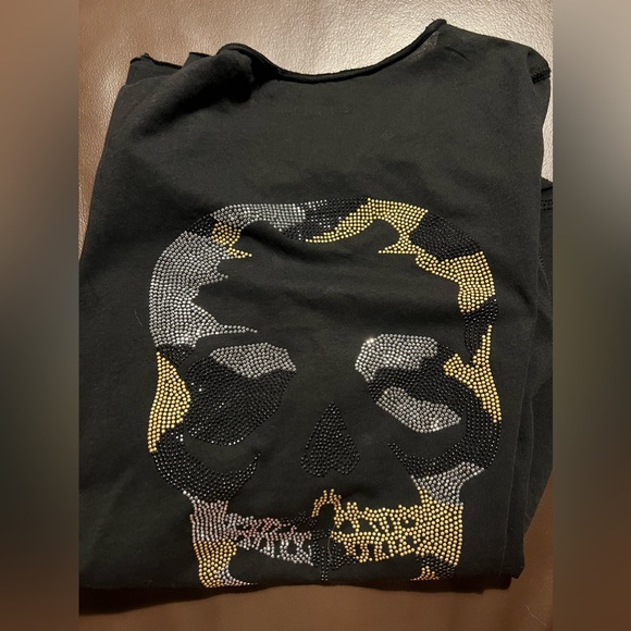 NWT Zadig Voltaire Black Skull Tunisien Beaded Henley M - Picture 2 of 4